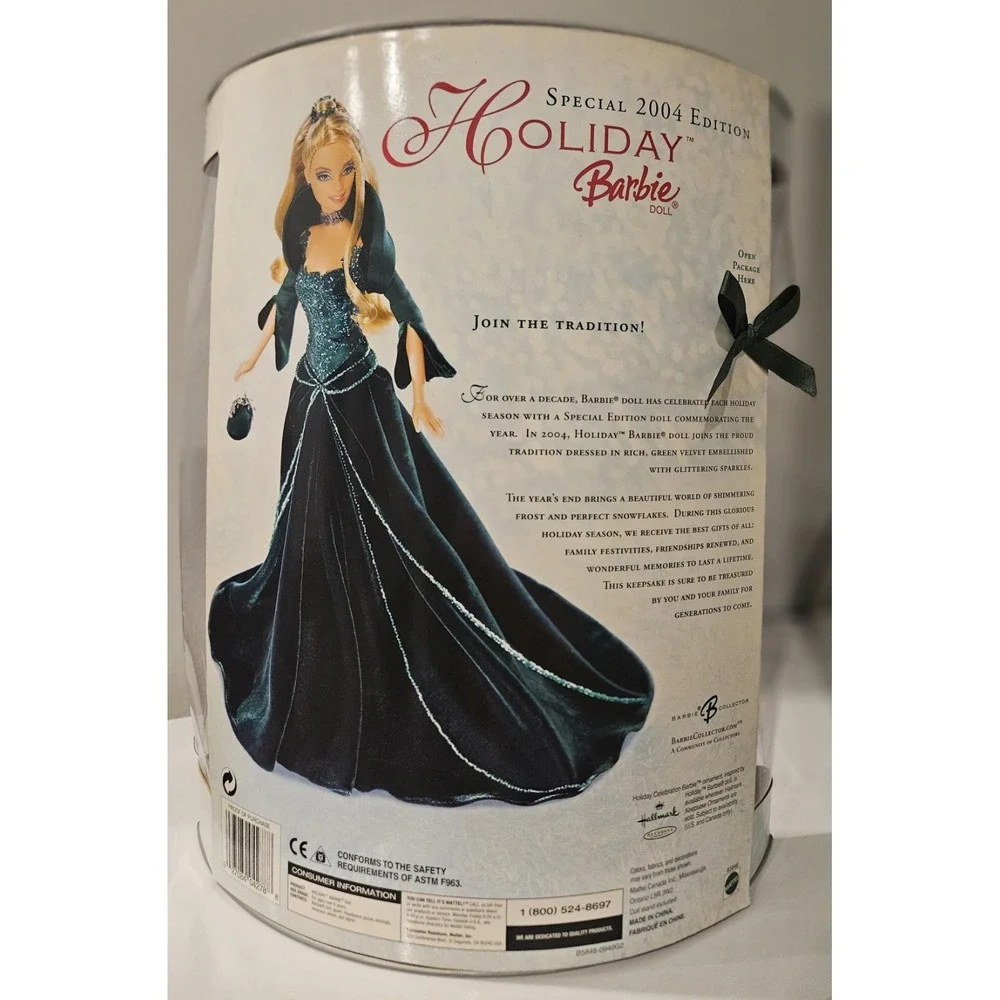 2004 Holiday Barbie Doll Special Edition Green Dress Blonde Hair New In Box